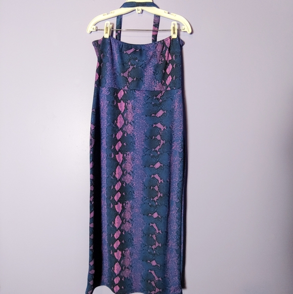 NWT Missguided blue snake bodycon midi dress - Picture 3 of 5